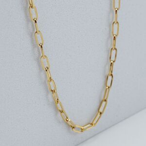 18K Gold Paperclip Necklace Minimalist Chain Dainty Gold Plated Jewelry Layering